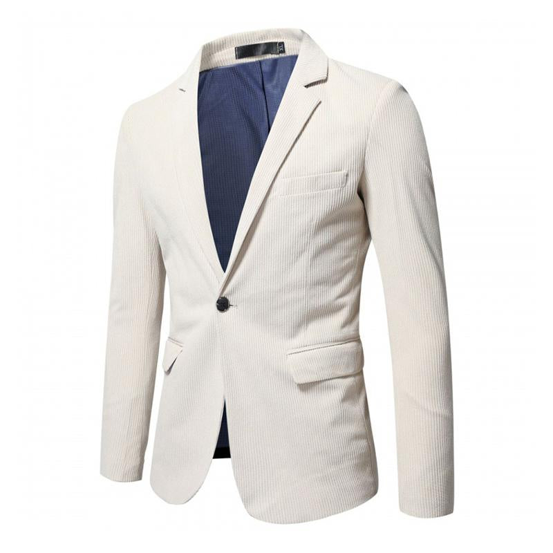 Mens Casual Slim Corduroy Lapel One Button Blazer 57119562M