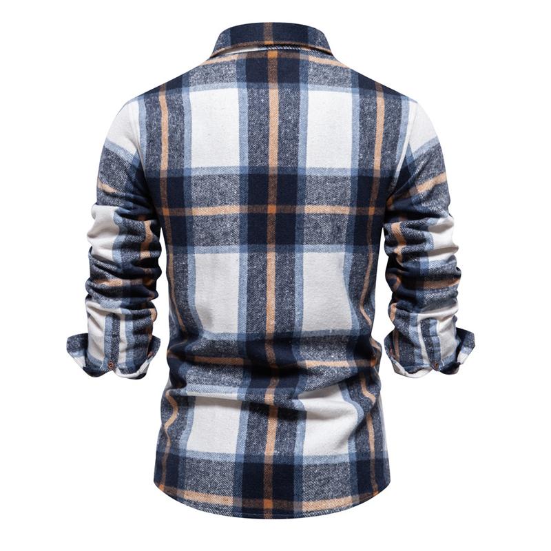 Mens Vintage Flannel Plaid Lapel Long Sleeve Shirt 75915704X