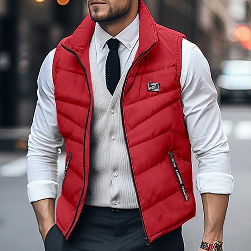 MenS Casual Solid Color Warm Stand Collar Down Vest 01447216Y