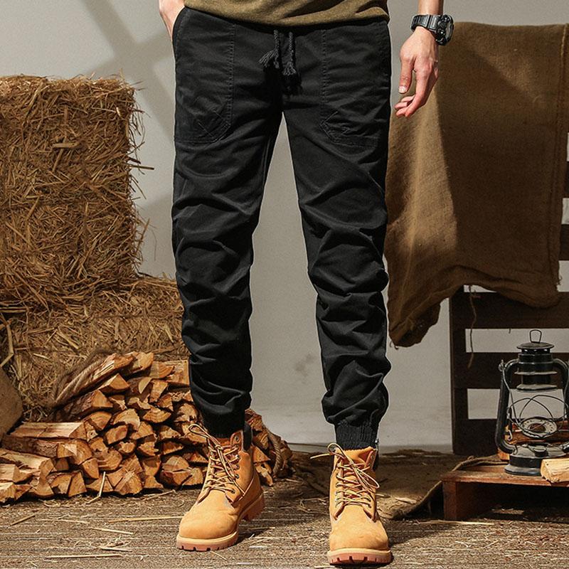 Mens Casual Cotton Loose Elastic Waist Multi Pocket Cargo Pants 14871078M