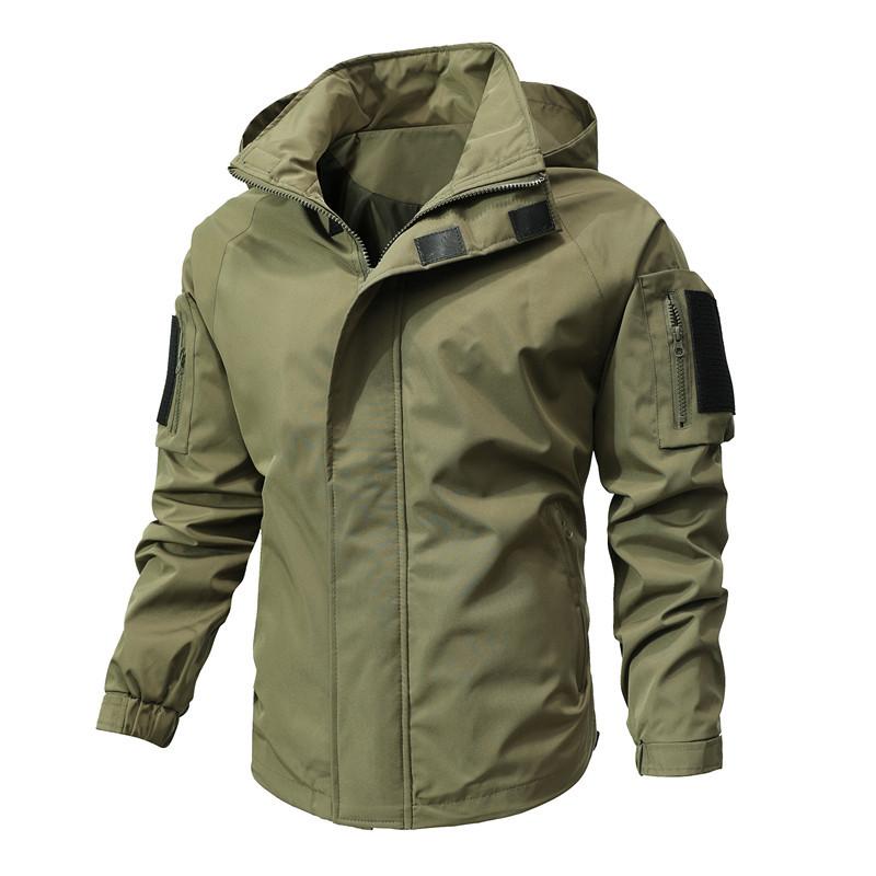 Mens Solid Color Stand Collar Zipper Loose Jacket 44696764X