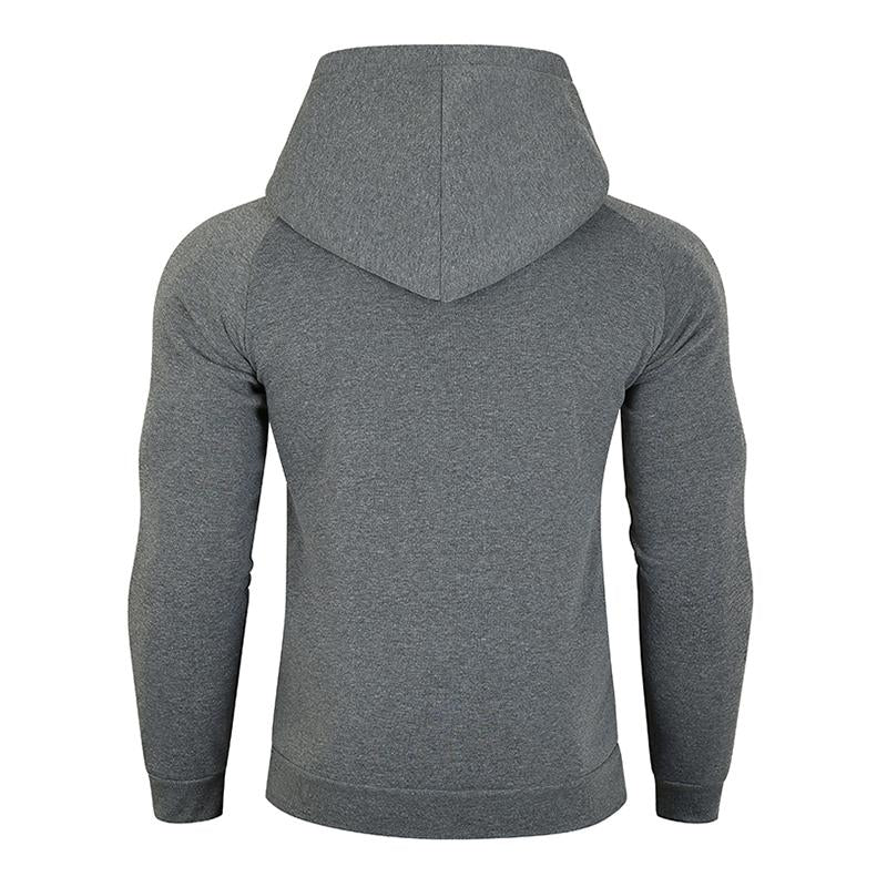 Mens Casual Solid Color Diagonal Zipper Fly Long Sleeve Hooded Sweatshirt 58618454M