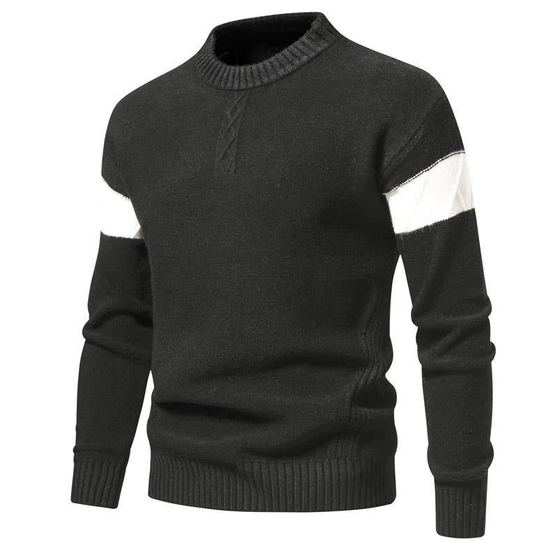 Mens Casual Color Block Jacquard Crew Neck Sweater 22320423Y