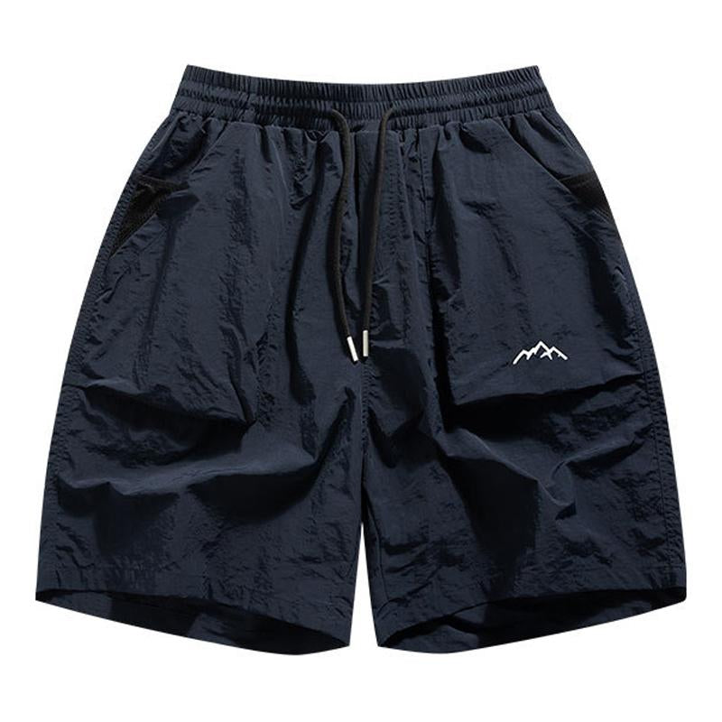 Mens Outdoor Sports Solid Color Multi Pocket Quick Dry Drawstring Shorts 26246353Y