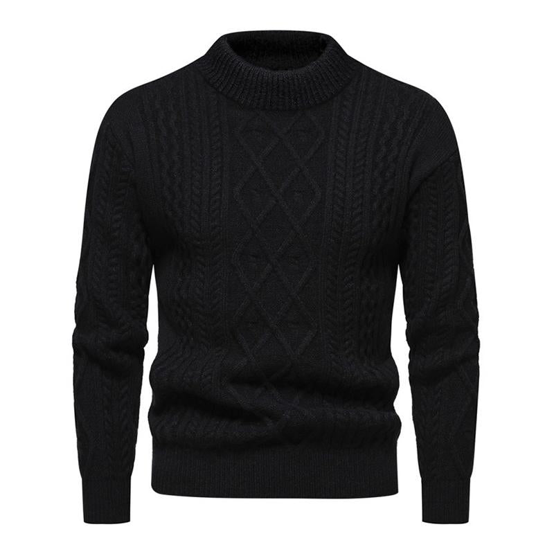 Mens Casual Round Neck Jacquard Knit Warm Pullover Sweater 85989318M
