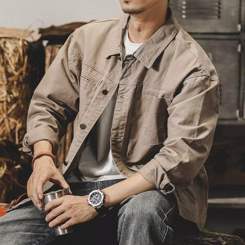 Mens Retro Casual Multi-Pocket Work Jacket 96965254X