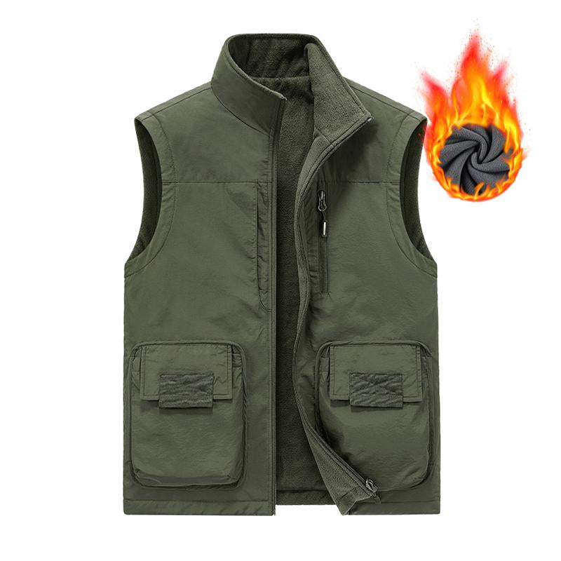 Mens Vintage Polar Fleece Reversible Multi-Pocket Vest 93907674Y