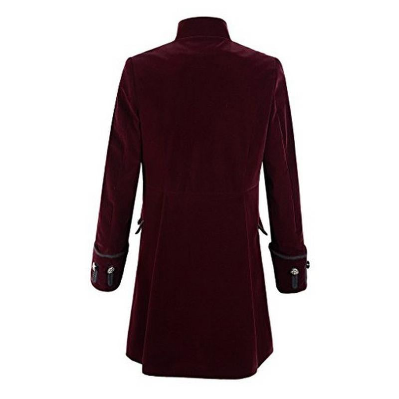 Mens Retro Solid Color Single Breasted Stand Collar Coat 04137300X