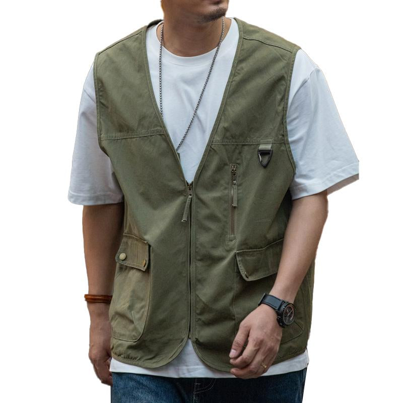 Mens Retro Workwear Outdoor Multi-pocket Vest 52538124X