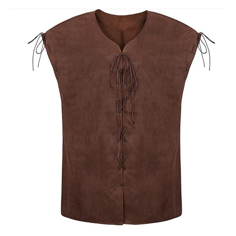 Mens Solid Color Single Breasted Lace-Up Vest 86196851X