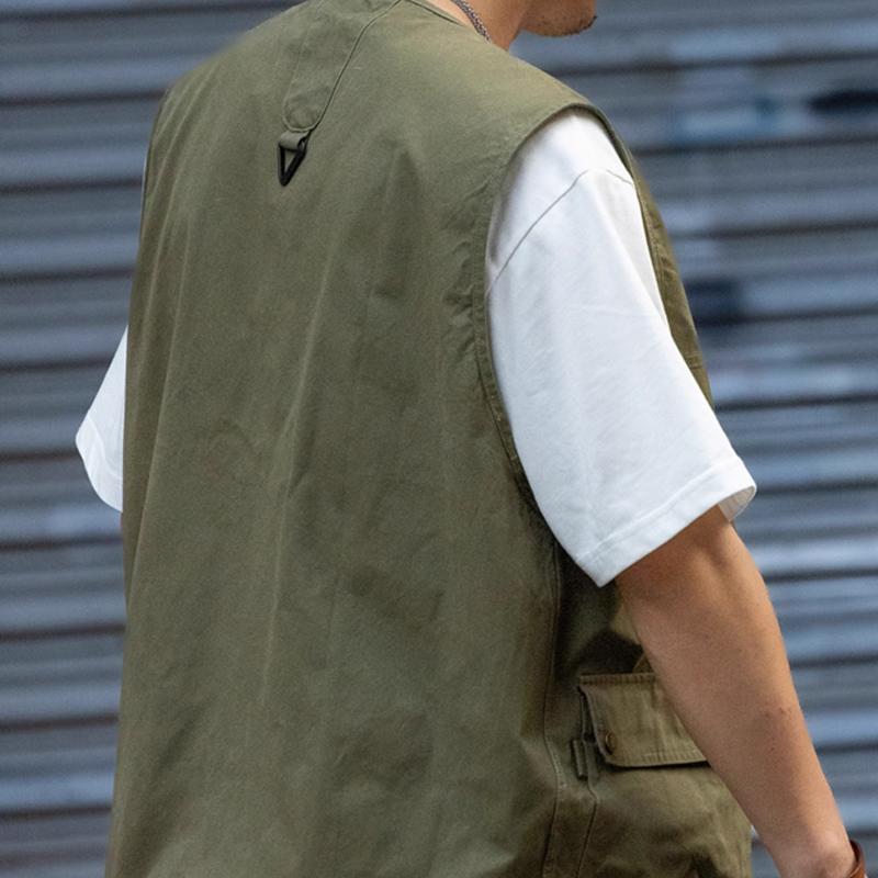 Mens Retro Workwear Outdoor Multi-pocket Vest 52538124X