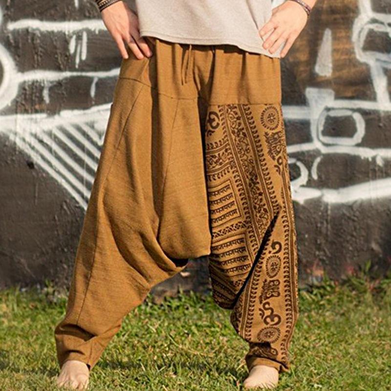 Mens Loose Print Drawstring Baggy Pants 95988351Y