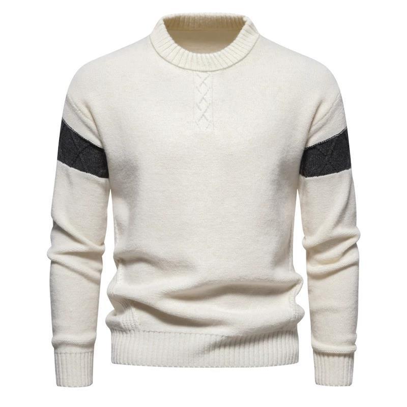 Mens Casual Color Block Jacquard Crew Neck Sweater 22320423Y