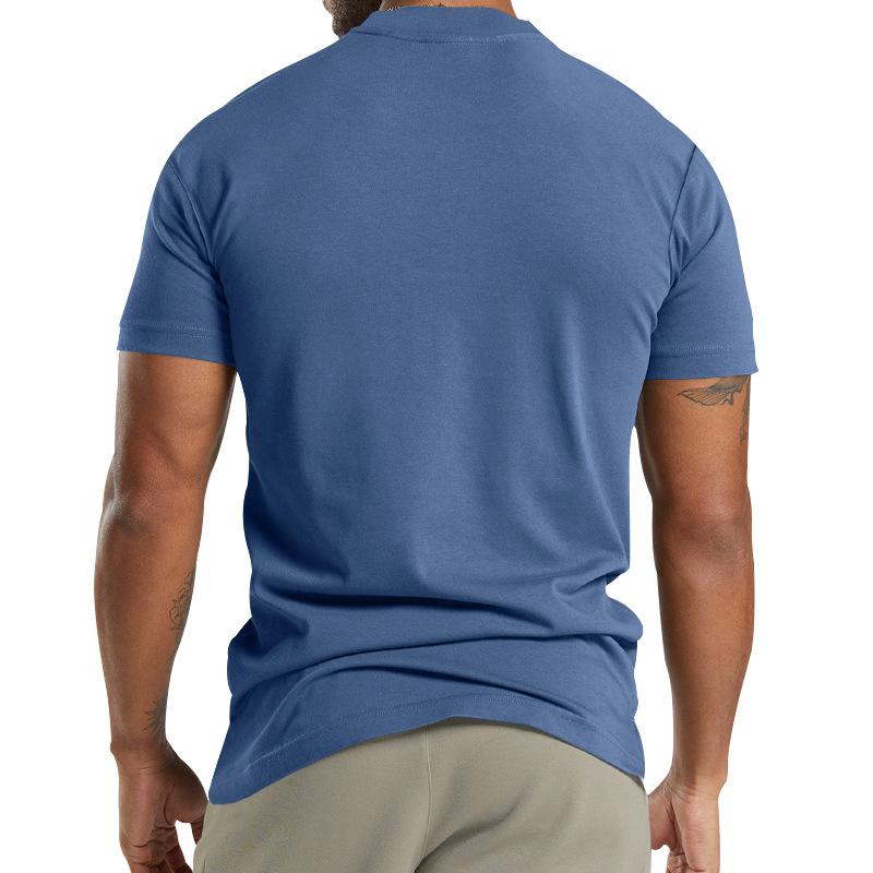 Mens Solid Henley Collar Breast Pocket Short Sleeve T-shirt 25670704Z