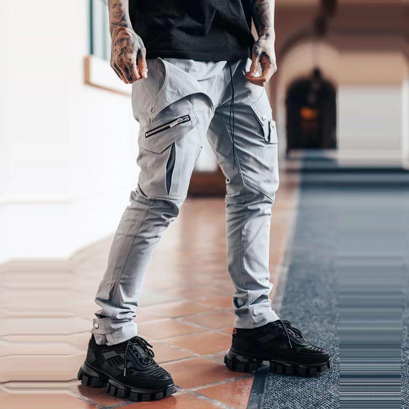 Mens Casual Multi-pocket Zipper Decor Cargo Pants 41490042Z