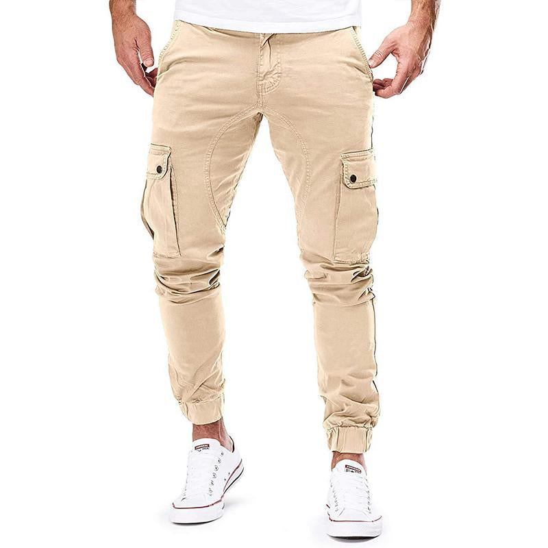 Mens Casual Multi-Pocket Solid Color Cargo Pants 32382425M