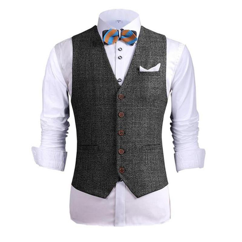 Mens Single-breasted Bamboo Cotton V-neck Casual Vest 07485182X