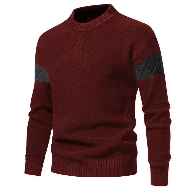 Mens Casual Color Block Jacquard Crew Neck Sweater 22320423Y