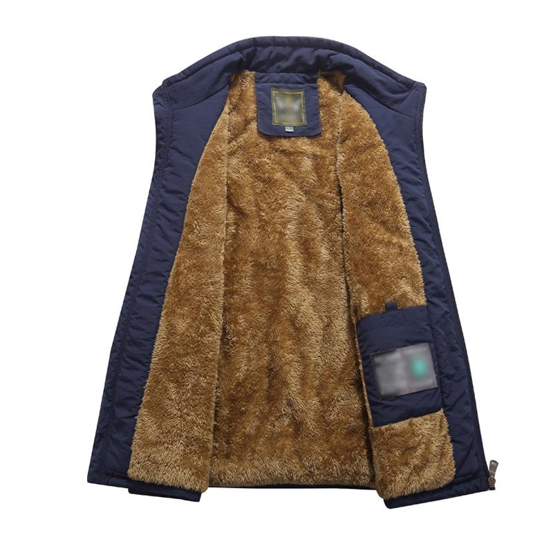 MenS Outdoor Waterproof Loose Plush Multi-Pocket Warm Vest 92273901Y