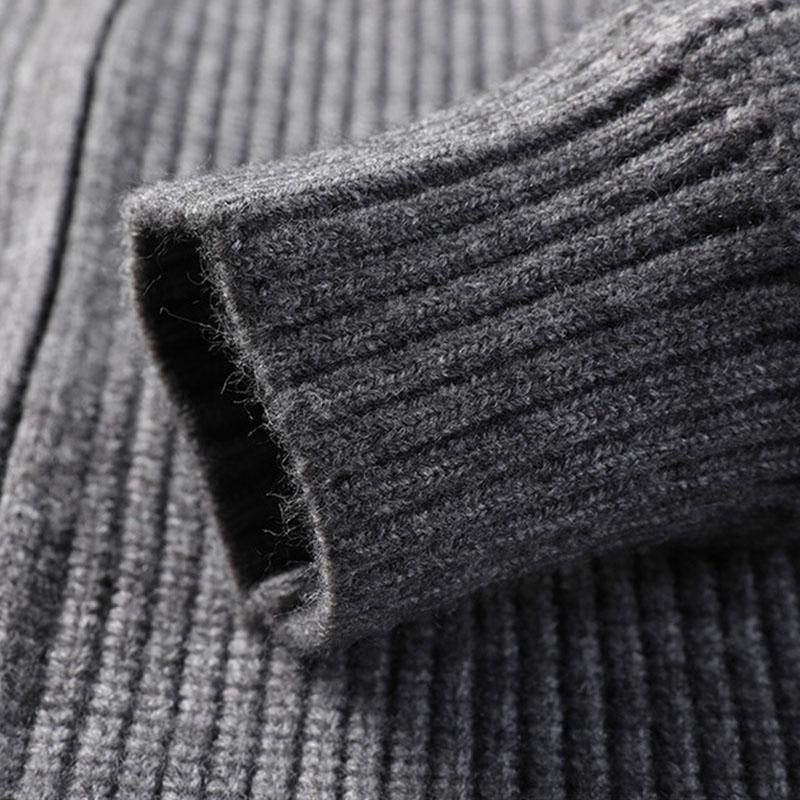 Mens Casual Stand Collar Cable Zipper Long Sleeve Knitted Cardigan 12911469M