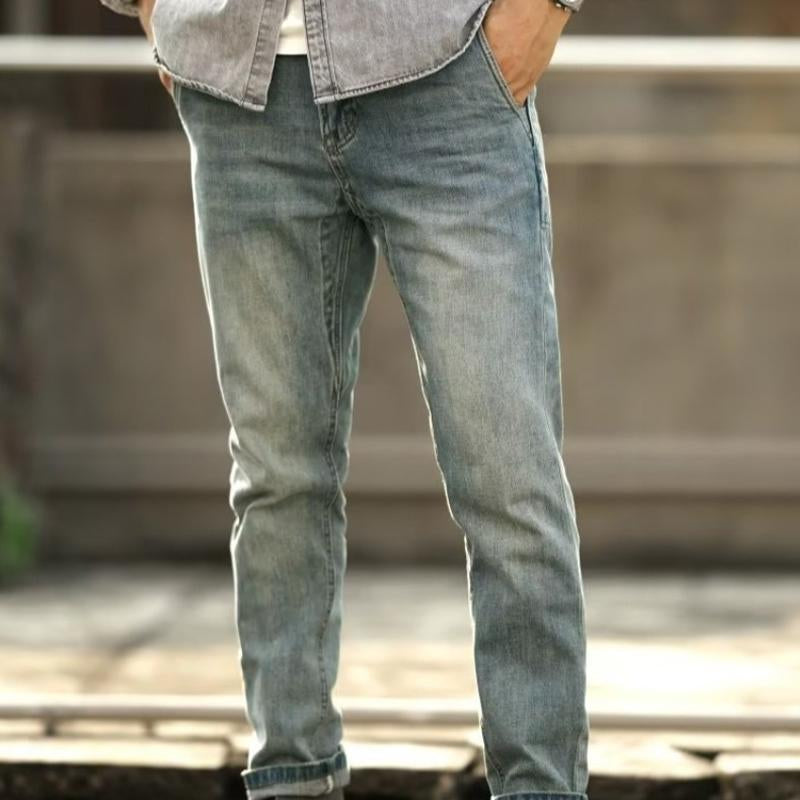 Mens Solid Color Motorcycle Cargo Vintage Jeans 20563784Y