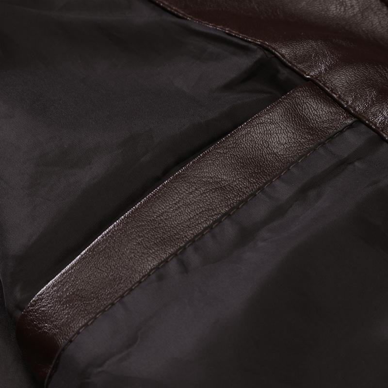 Mens Vintage Solid Collar Leather Jacket 48363827Y