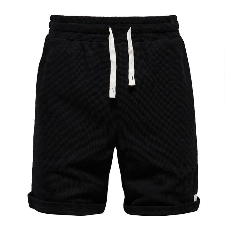 Mens Casual Solid Color Elastic Waist Drawstring Sport Shorts 58817635M