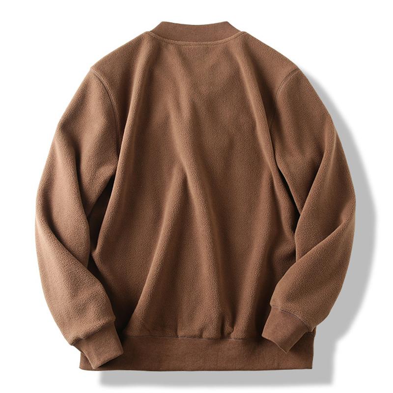 Mens Vintage Casual Solid Color Baseball Collar Warm Loose Thickened Jacket 65150201M
