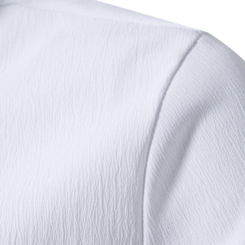Mens Casual Shirt Retro Stand Collar Short Sleeve Shirt 25574754X