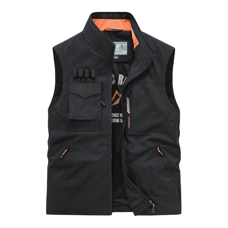 Mens Casual Outdoor Stand Collar Multi-pocket Quick-Dry Work Vest 53577457M