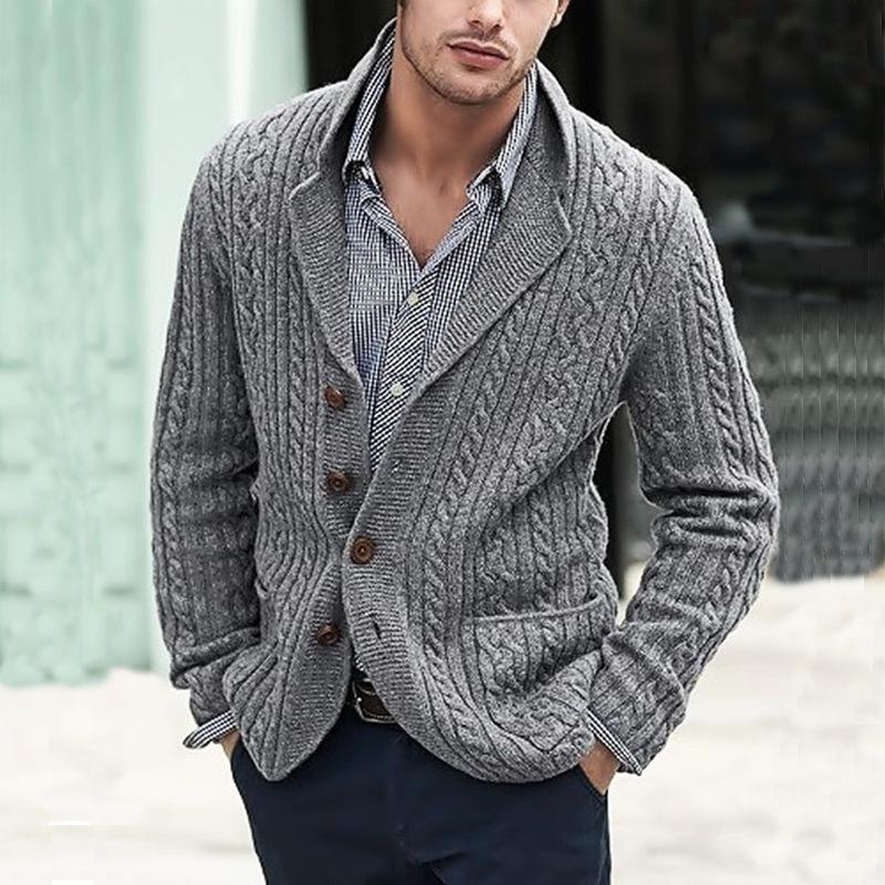 Mens Vintage Lapel Single Breasted Knit Casual Cardigan 92022446Z