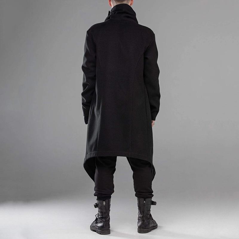 Mens Solid Gothic Style Pleated Long Sleeve Cape Coat 54287036Z