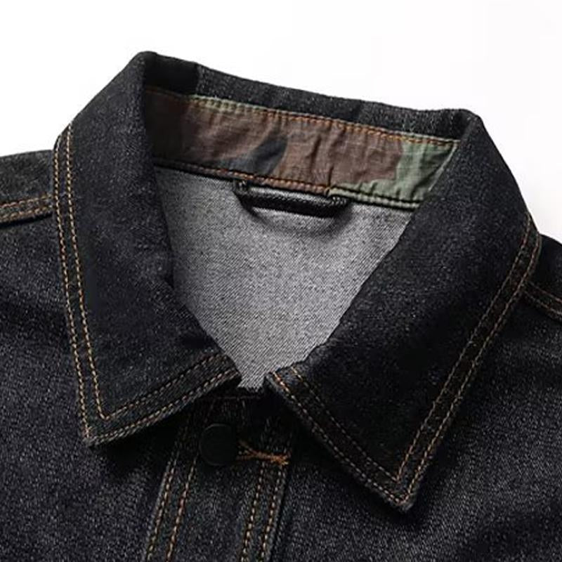 Mens Vintage Casual Lapel Denim Cargo Jacket 96117658X