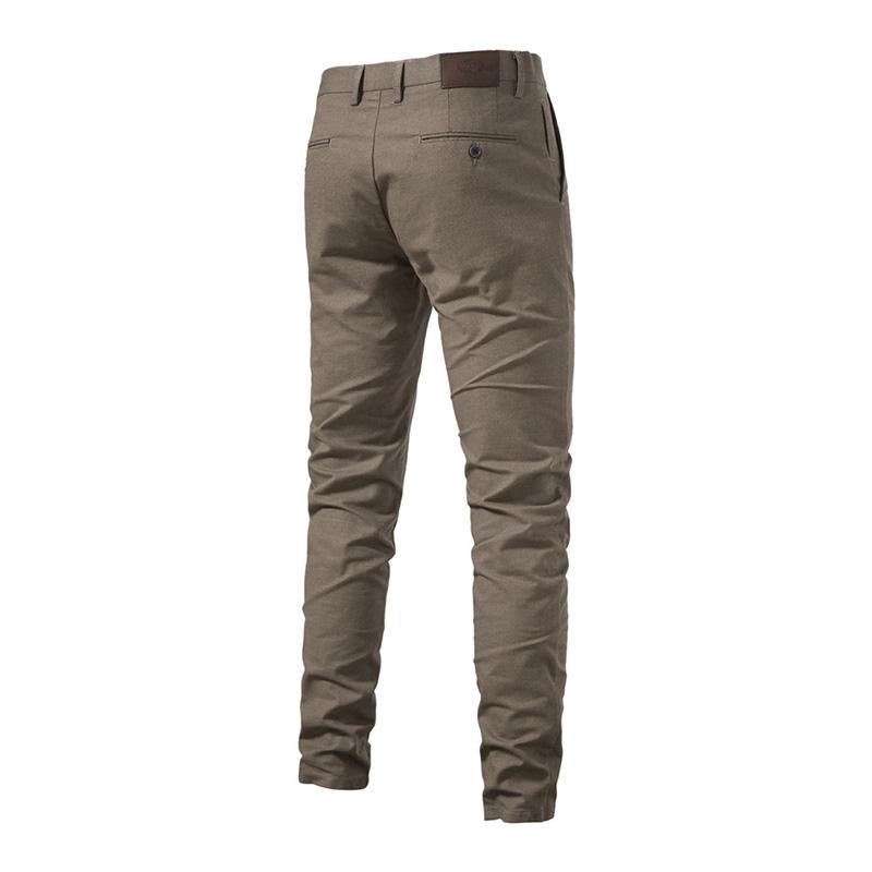 Mens Casual Cotton Breathable Solid Color Business Straight Trousers 23369578M
