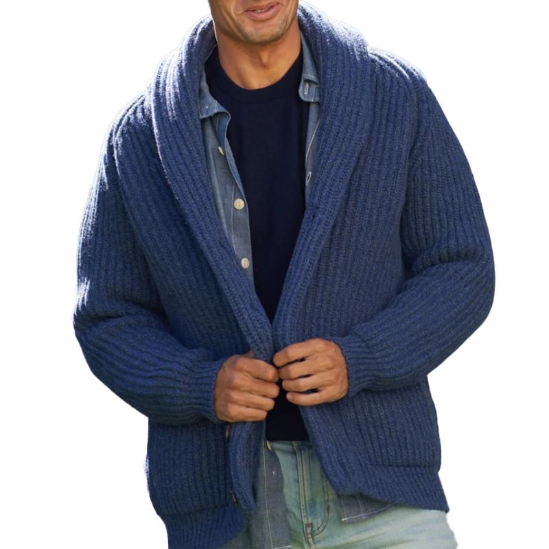 Mens Vintage Solid Color Lapel Cardigan 02825947Y