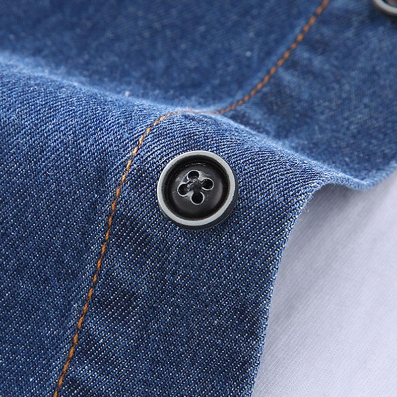 Mens Vintage Lapel Single Breasted Long Sleeve Denim Shirt 48569159M