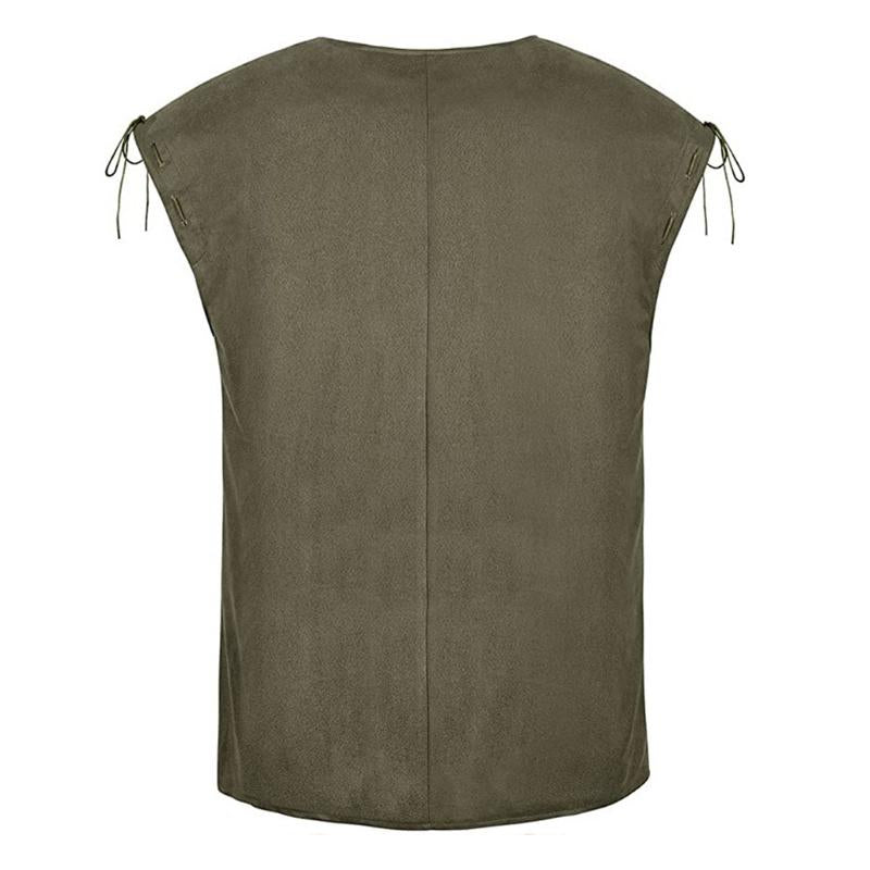 Mens Solid Color Single Breasted Lace-Up Vest 86196851X