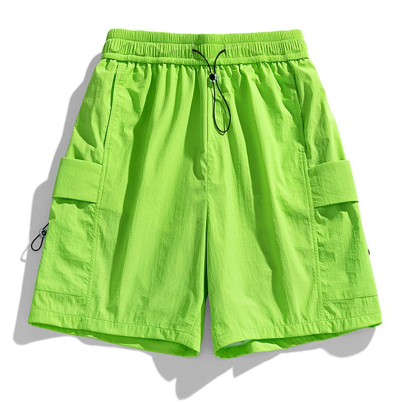 Mens Outdoor Sports Solid Color Multi Pocket Quick Dry Drawstring Shorts 70468058Y