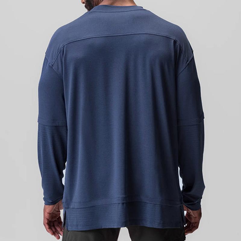 MenS Sport Loose Solid Color Long-Sleeved T-Shirt 15237120Y