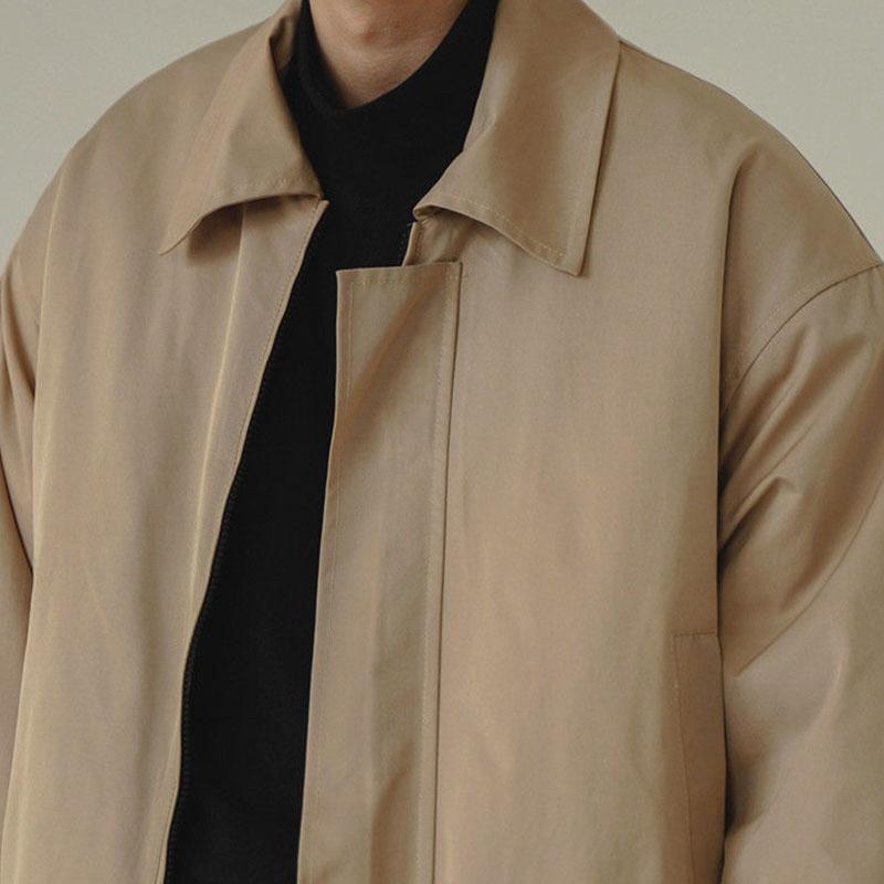 Mens Fashion Solid Color Lapel Loose Cropped Cargo Jacket 97815462M