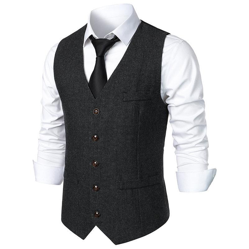 Mens Vintage V Neck Single Breasted Suit Vest 91402024Z