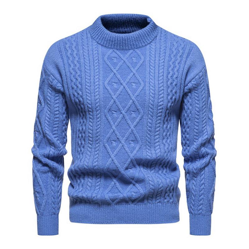 Mens Casual Round Neck Jacquard Knit Warm Pullover Sweater 85989318M