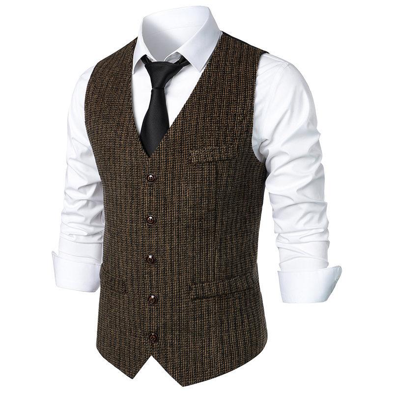 Mens Vintage V Neck Single Breasted Suit Vest 85710453Z