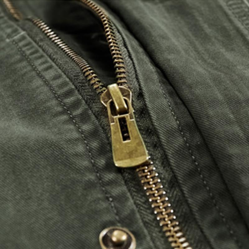 Mens Casual Cotton Stand Collar Zipper Multi-pocket Workwear Outdoor Jacket 87628819M