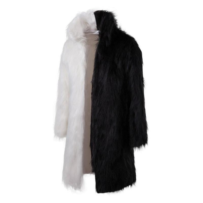 Mens Fashionable Imitation Fur Stand Collar Long Coat 55832585M