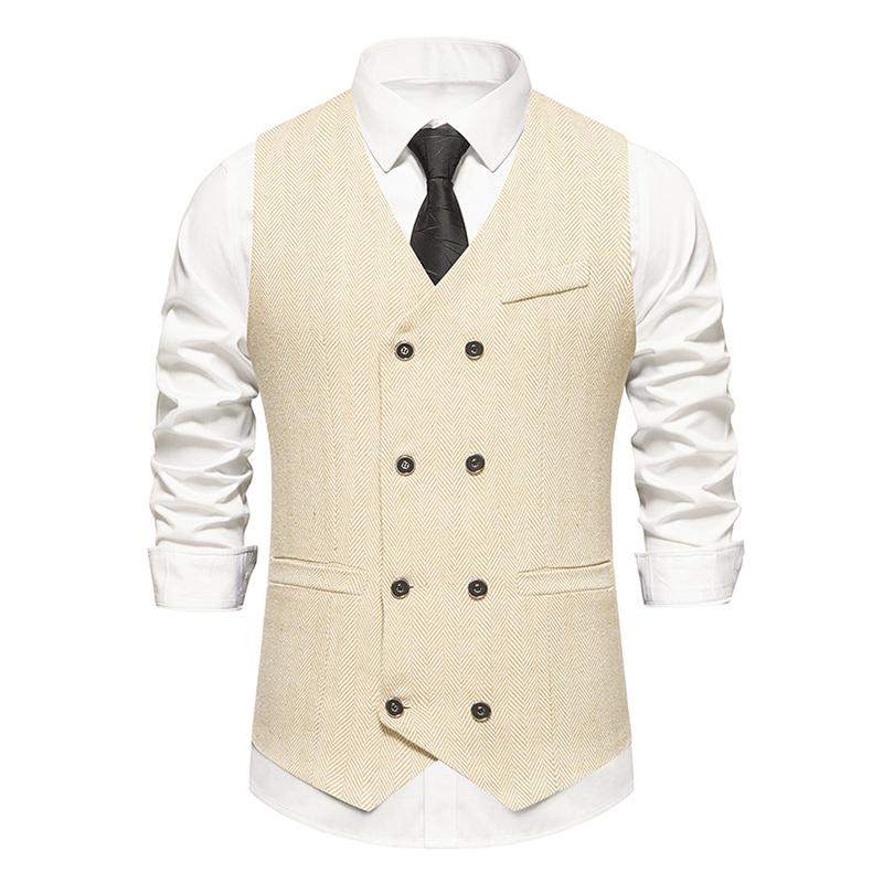 Mens Vintage V Neck Double Breasted Suit Vest (Shirt and Tie Excluded) 56863850M