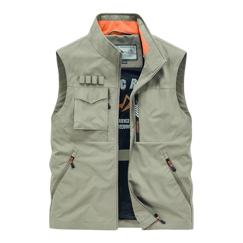 Mens Casual Outdoor Stand Collar Multi-pocket Quick-Dry Work Vest 53577457M