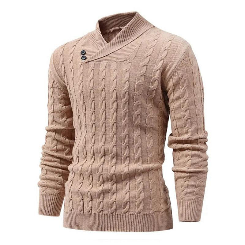 Mens Casual Thin Lapel Twist Slim Fit Knitted Pullover Sweater 96731494M