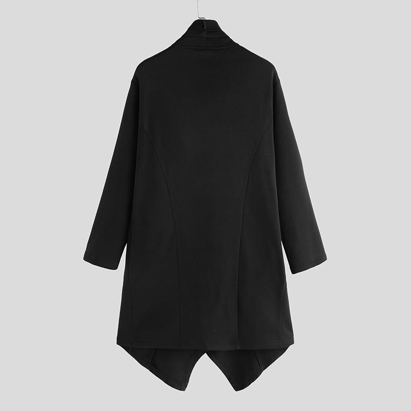 Mens Solid Gothic Style Pleated Long Sleeve Cape Coat 54287036Z