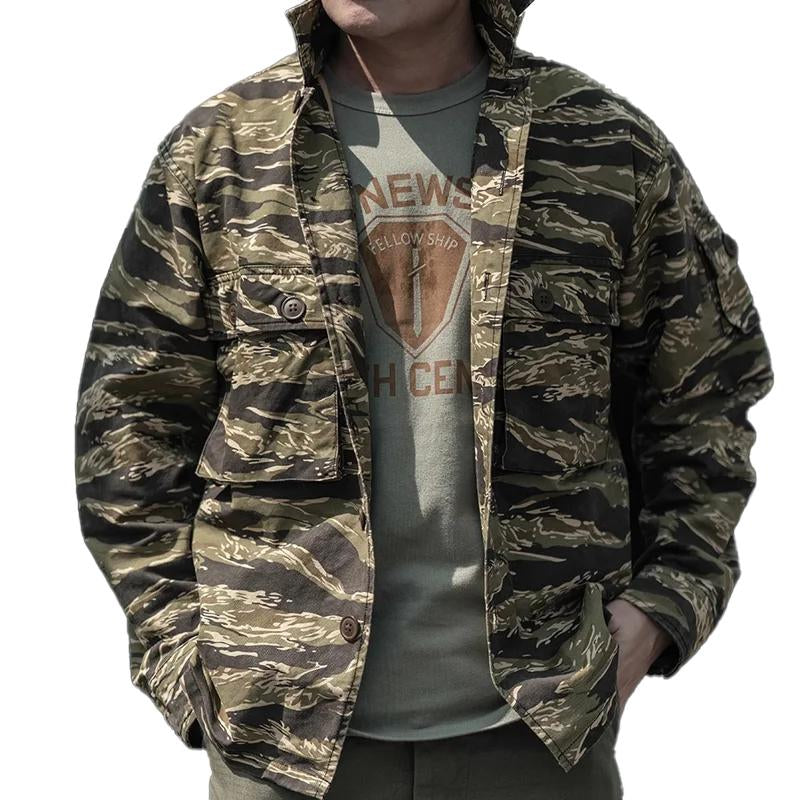 Mens Camouflage Print Lapel Shirt Jacket 42403816X